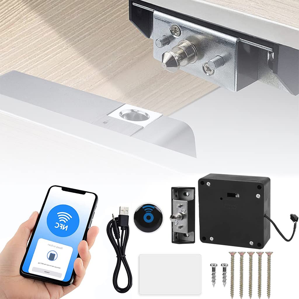 HASTHIP Cupboard Lock Smart APP & NFC RFID Lock for Cabinet Lock for Drawer Steel Solid Lock Core Invisible Lock Cabinet Card Sensor with 5CM Sensing Distance Lock Anti-Theft Smart Lock For Drawer HASTHIP Cupboard Lock Smart APP & NFC RFID Lock for Cabinet Lock for Drawer Steel Solid Lock Core Invisible Lock Cabinet Card Sensor with 5CM Sensing Distance Lock Anti-Theft Smart Lock For Drawer